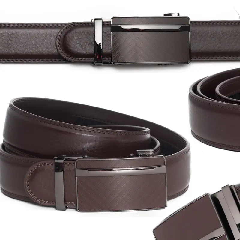Herren Automatikgürtel Schnalle Herrengürtel kurzbar Dunkelbraun Anzug Jeans