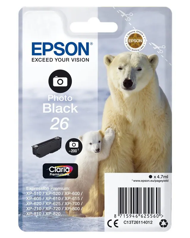 Original Epson 26 foto schwarz Tintenpatrone Druckerpatrone OVP DATUM 2020-2023