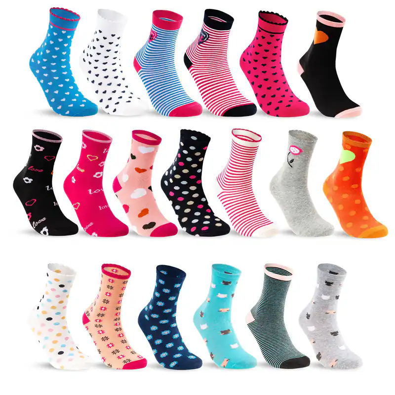 10 Paar Kinder Socken für Mädchen (viele Motive zur Auswahl) Baumwolle