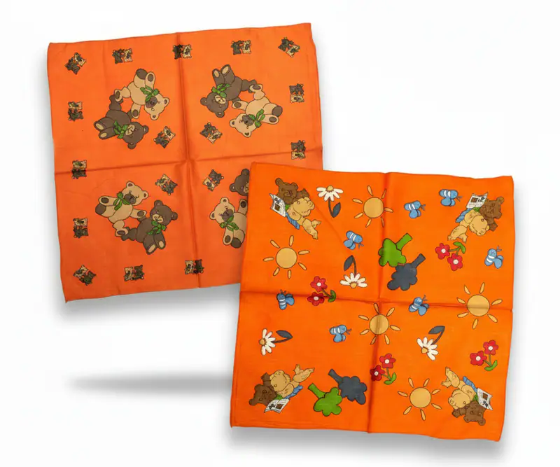 Bandana Kopftuch Halstuch Orange Teddy Bär Motiv Baumwolle Kinder Nikki Tuch Neu