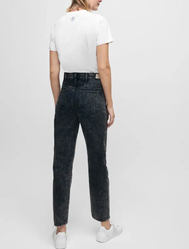 Maje Damen Mom Jeans Schwarz Faded Mid Rise Größe 40 FR MFPIE00239