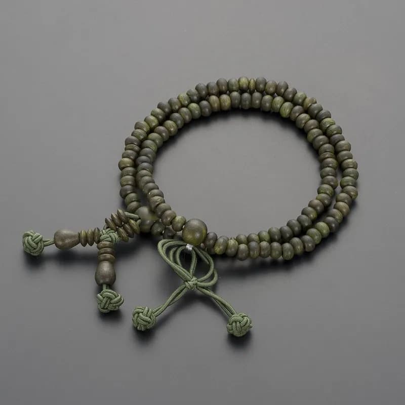 108 Perlen Jodo Shinshu Buddhistisches Gebetsarmband, grünes Sandelholz,