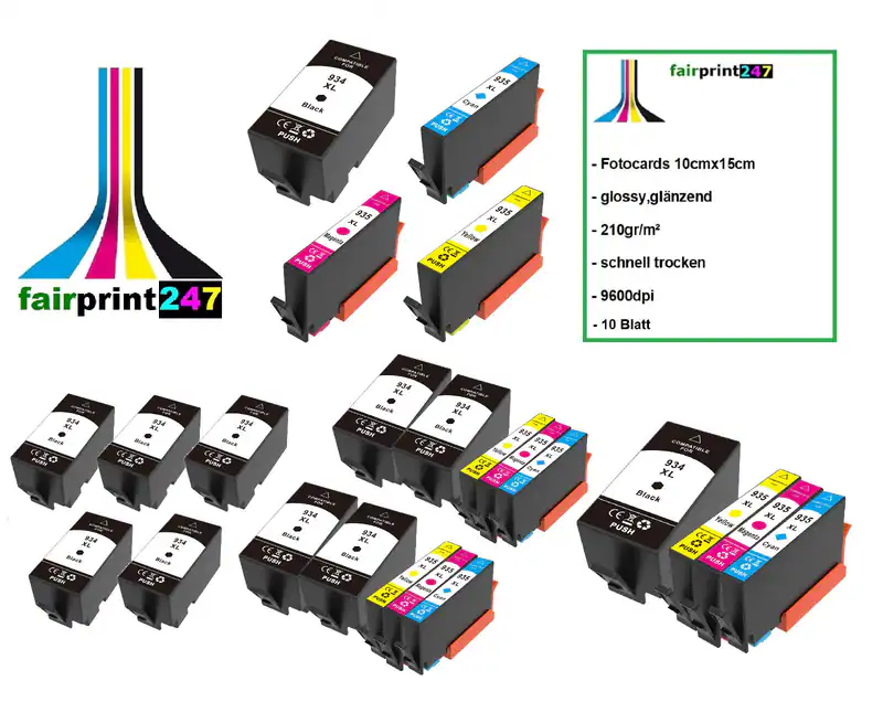XXL-Patronen für HP OfficeJet 6800 6812 6815 6820 6825 kompatible + Fotopapier