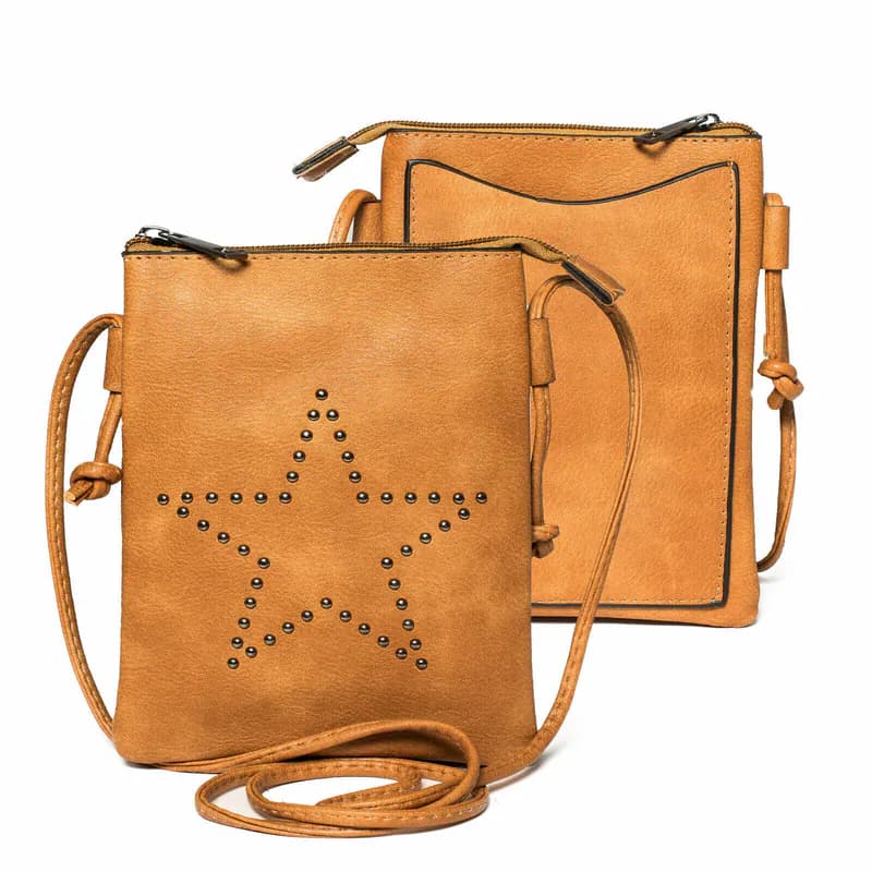Mini Umhängetasche Crossbody Bag Damen Handytasche mit Stern Nieten Tasche