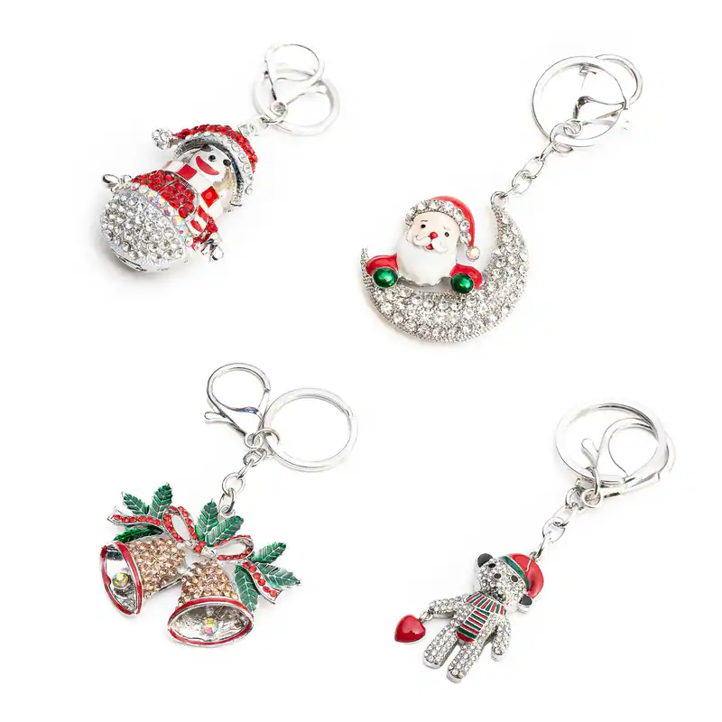 Weihnachts-Schlüsselanhänger mit Strasssteinen Taschenanhänger Schmuck Geschenk