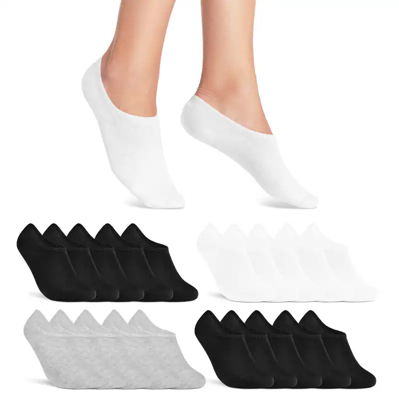 20 Paar Füßlinge Sneaker Socken Damen Herren unsichtbar Baumwolle Silikonpad