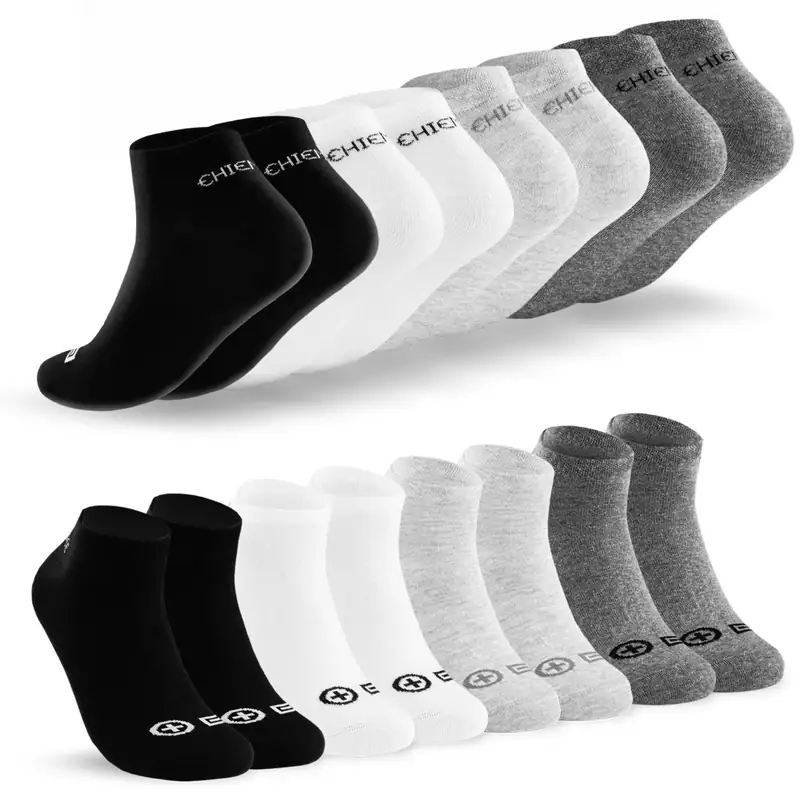 CHIEMSEE Sneaker Socken Herren Damen Baumwolle Schwarz Weiß Grau 10 Paar