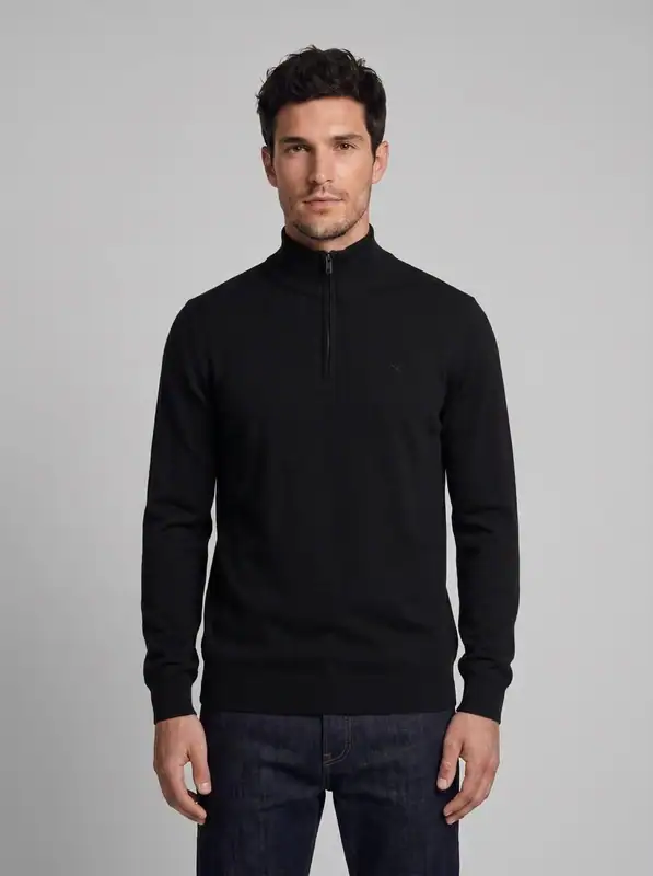 Hackett London Men's Brown Zip 100% Wool Sweater Size M HM702877