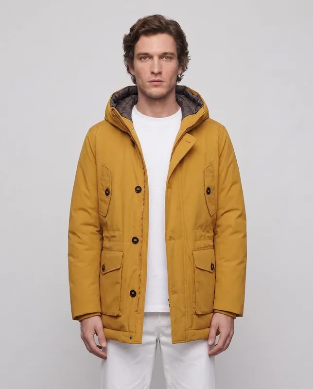 Hackett London Parka Gelb Thermo Tech Kapuze Gr. L Herren HM402691