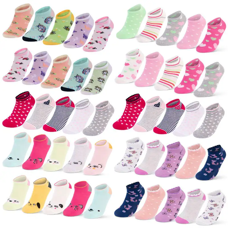 Sneaker Socken Mädchen 10 Paar Kindersocken Baumwolle Atmungsaktiv