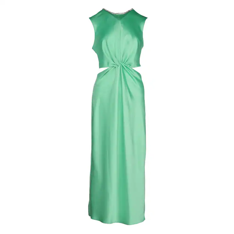 Sandro Kleid Grün Strass Gr. 42 FR Damen Lang SFPRO03406