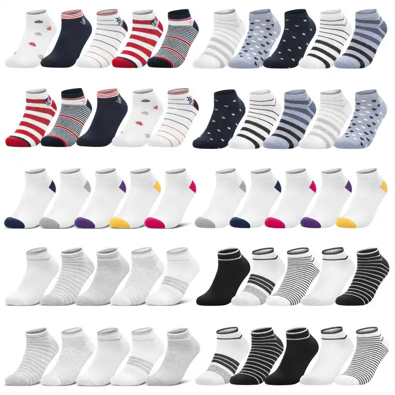 Damen Sneaker Socken Bunte Mädchen Socken mit Motiv Muster Baumwolle 10 Paar