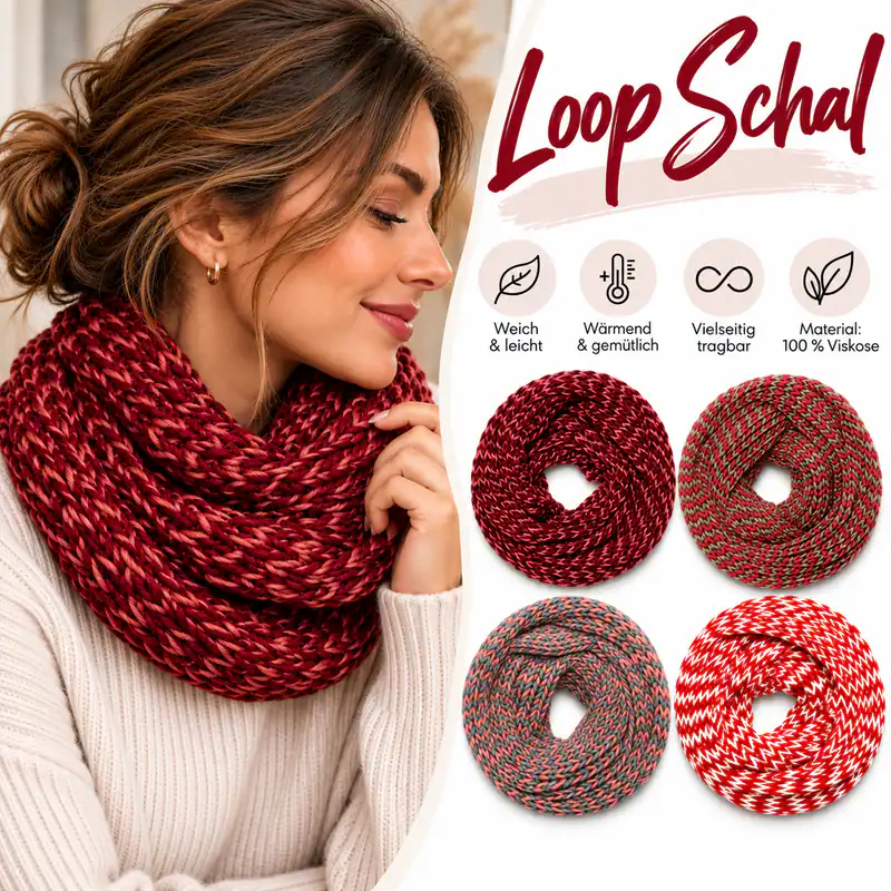 Loop Schal Damen Grobstrick meliert Mehrfarbig Viskose Rundschal Winterschal