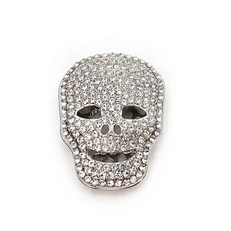 Totenkopf Magnetbrosche Strass Glitzer Skull Gothic Rock Brosche Magnetclip