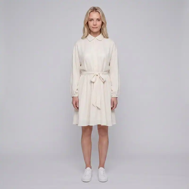 Maje Damen kurzes Hemdblusenkleid Ecru Größe 40 FR MFPRO02417
