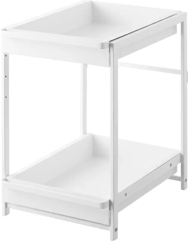 Unterbau-Schieberegal, 2 Ebenen, weiß, B30,4 x T42,4~68,5 x H45,3cm