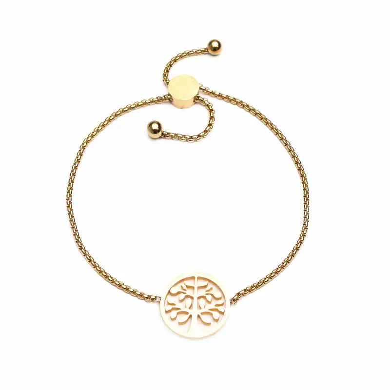 Damen Edelstahl Armband Lebensbaum Armschmuck Strass Glück Dezenter Schmuck