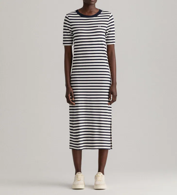 GANT Kleid Hemdblusenkleid 100% Baumwolle Gestreift Blau Weiß Gr. 36 S Sommer