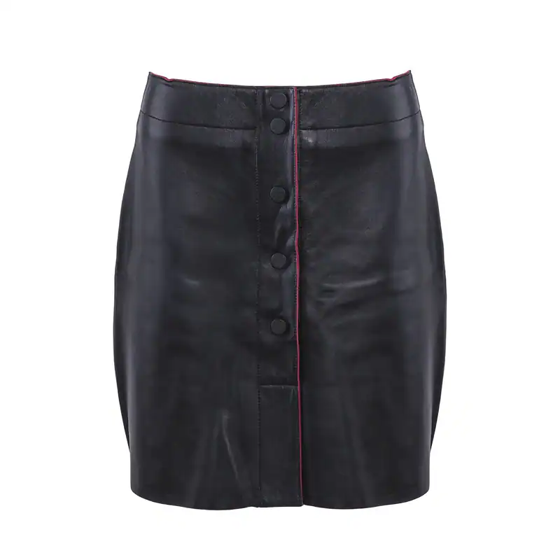 Sandro Paris Damen Lederrock Schwarz Lammleder Minirock Gr. 38 FR DE 36 J4294E
