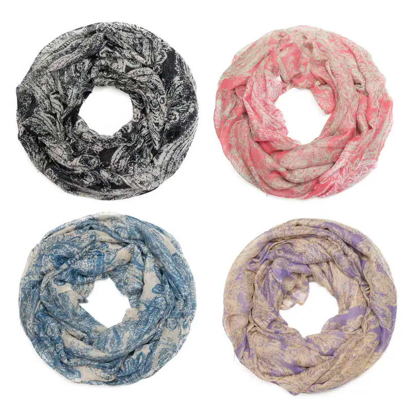Loopschal Paisley Muster Schal Loop Halstuch Rundschal Viskose Vintage Tuch