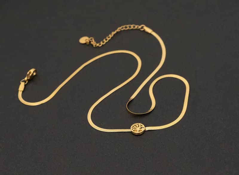 Lebensbaum Halskette Edelstahl Kette Goldfarben edel Schmuck Geschenk für Frauen