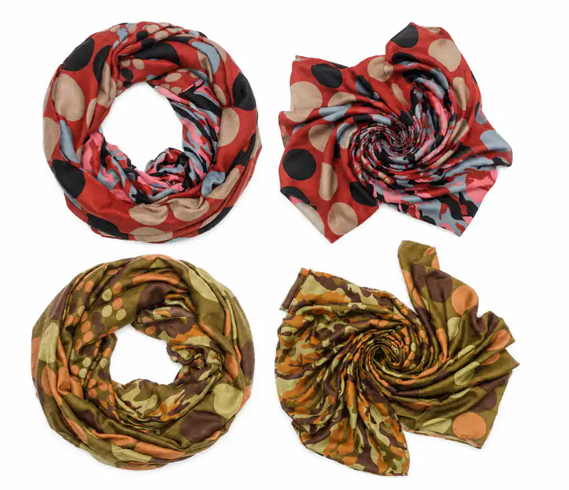 Damen Loop Schal Rundschal Punkte Camouflage Muster Viskose Baumwolle Halstuch