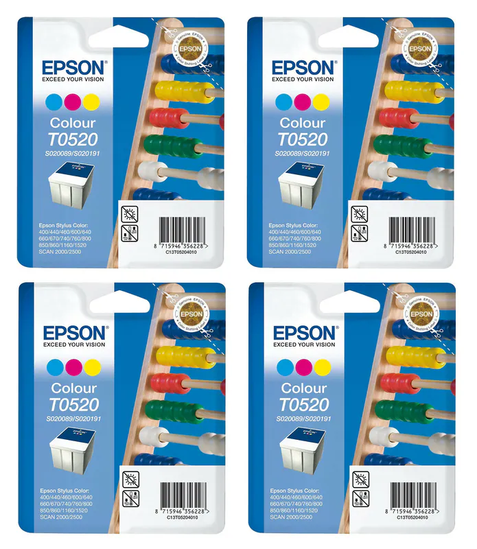 4 x Original Epson T0520 S020089 S020191 color Stylus 800 850 860 1160 - o.V.