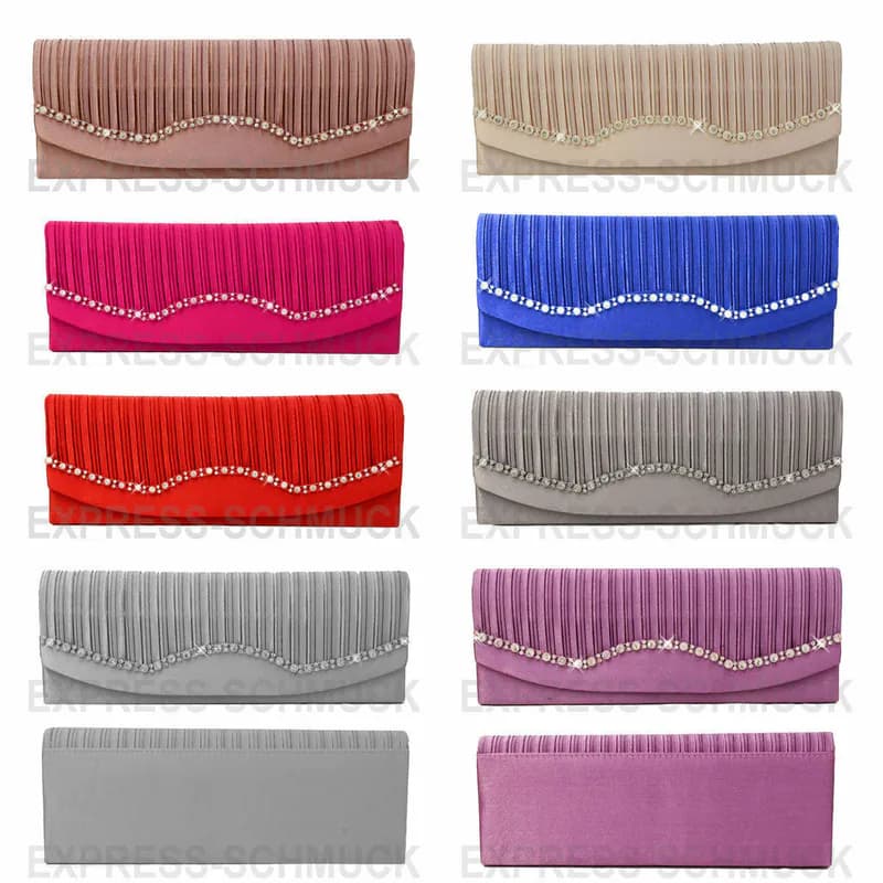 Clutch Tasche Abendtasche Party Handtasche Strass modisch Wellenmuster Neu Edel