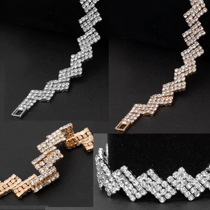 Strassarmband Armband mit Zickzack Muster funkelnd elegant Schmuck Hochzeit