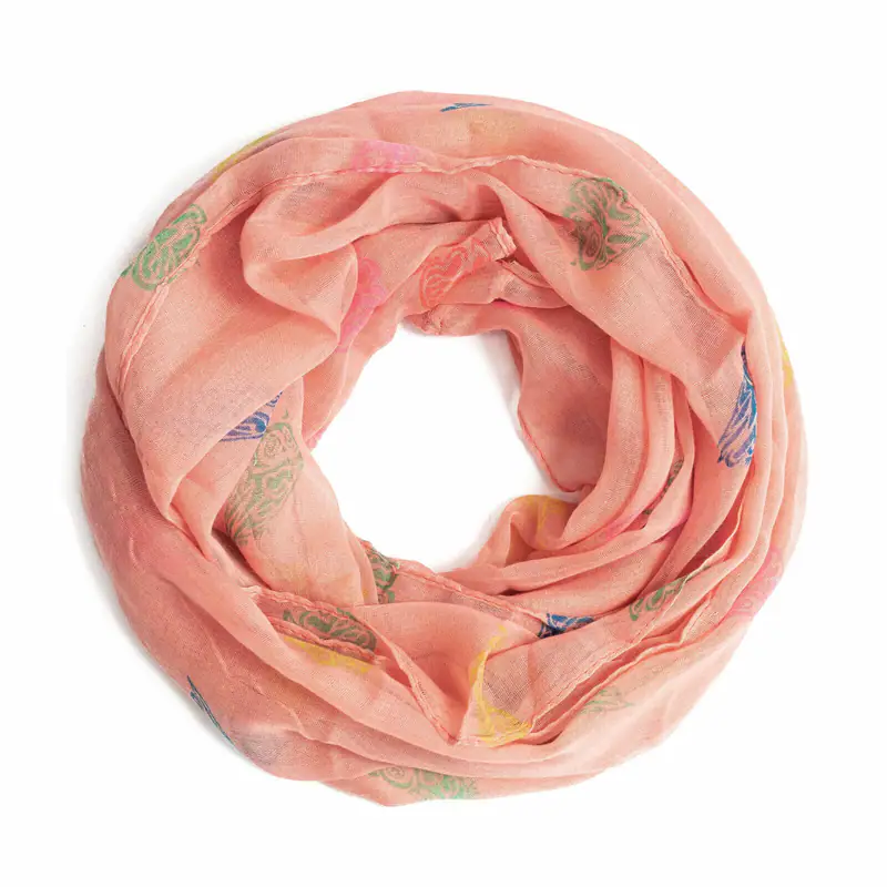 Damen Schal Loopschal mit Eulen Motiv leicht & luftig Rundschal Sommer Tuch bunt