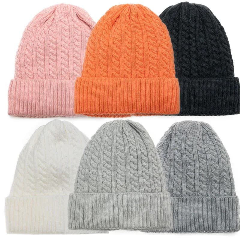 Baby Wintermütze Gefüttert Zopfmuster Strickmütze Warm Viskose Kinder Mütze
