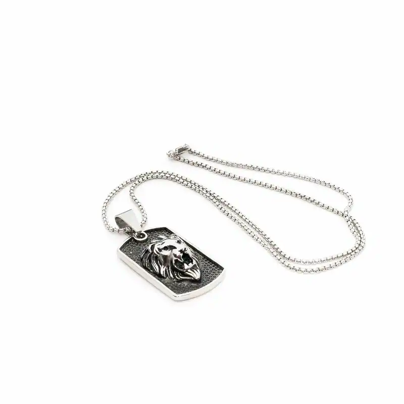 Edelstahlkette mit Löwenkopf Edelstahl Halskette Löwe Anhänger Rocker Biker