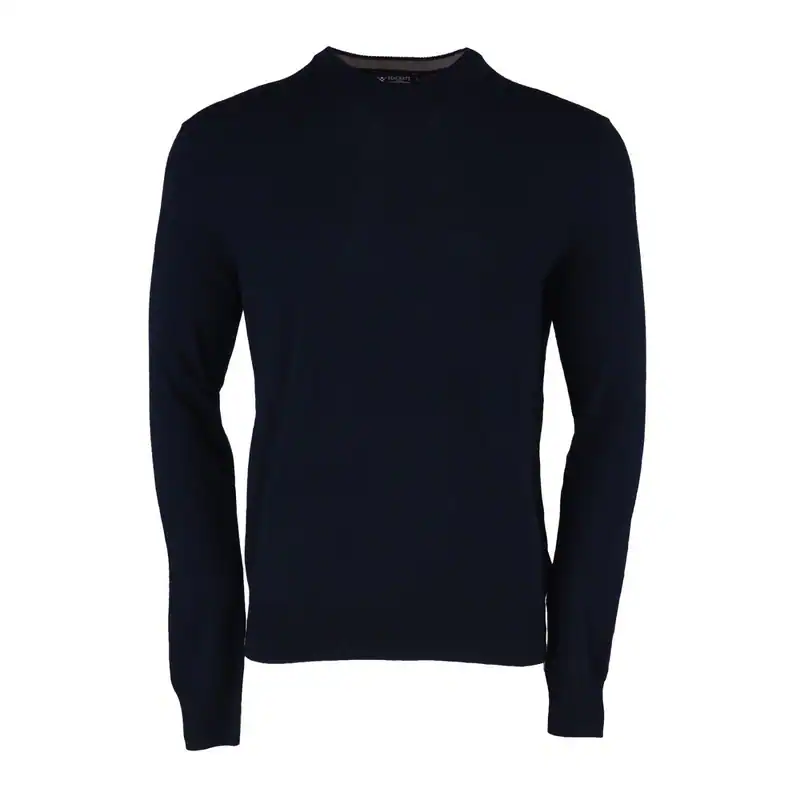 Hackett London Herren Pullover Merinowolle Kaschmir Rundhals Navy Blau XXL