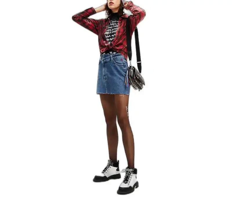 Desigual Rock Blau Denim Damen Bleistiftrock Mini 22WWFD02