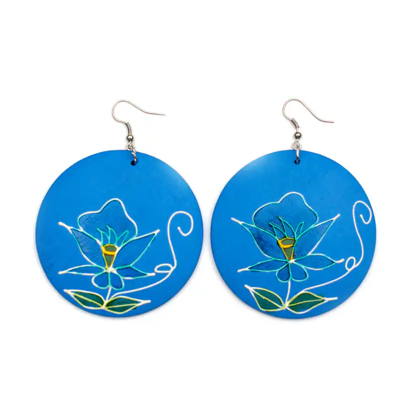Ohrhänger Ohrringe Hänger aus Holz Blumen Modeschmuck Ohrschmuck Ohrring Neu