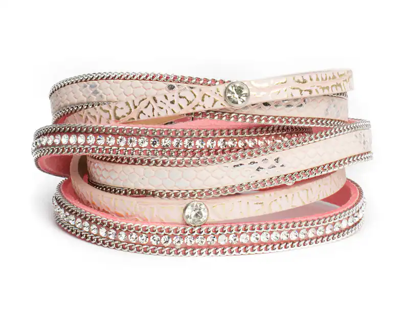 Wickelarmband Magnetarmband 3 Stränge Kette Strass Damen Armband Kunstleder Neu