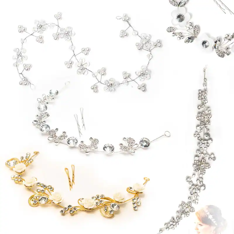 Haarschmuck Brautfrisur Hochsteckfrisur Strass Perlen Silberfarben Braut Frisur