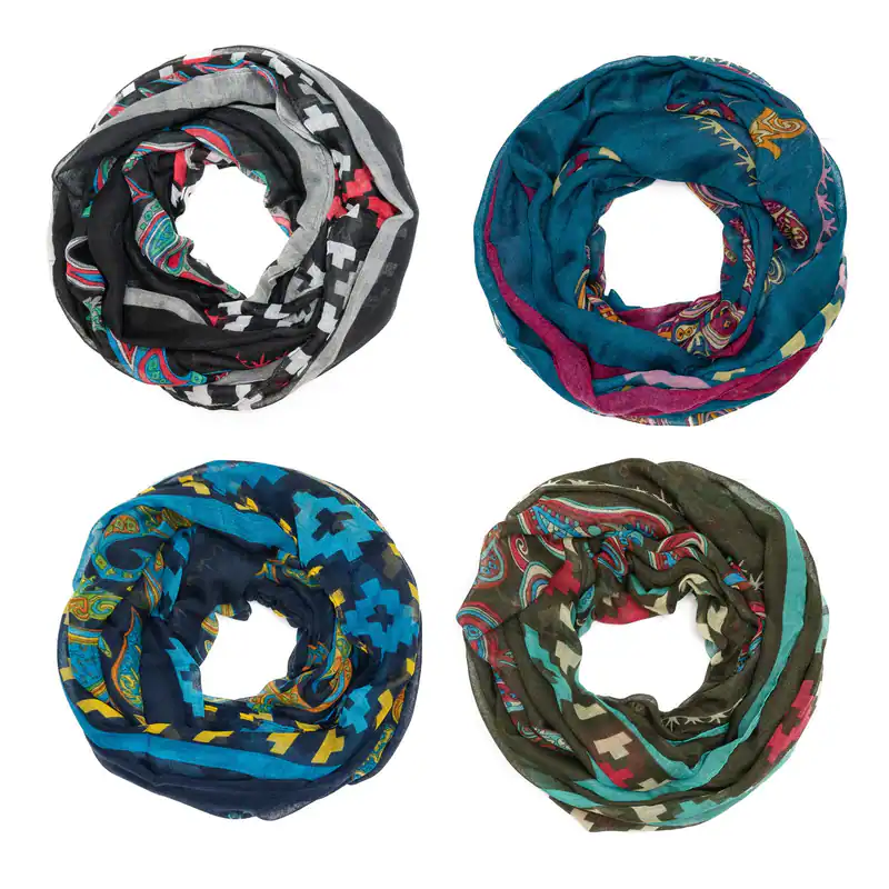 Loop Schal Paisley Ethno Muster Viskose Sommerschal leicht dünn Halstuch Tuch