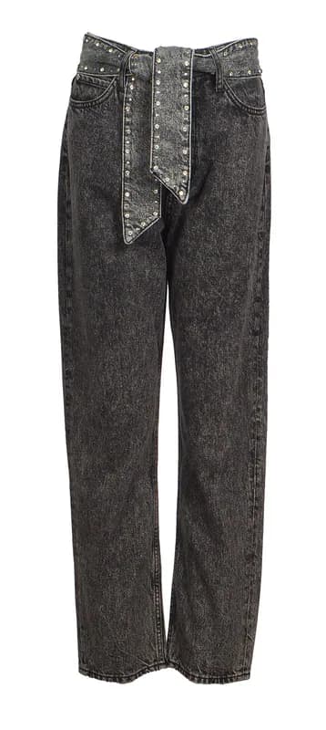 Sandro Women's Grey Belted High Rise Jeans Size 38 FR 10 UK 6 US SFPJE00125