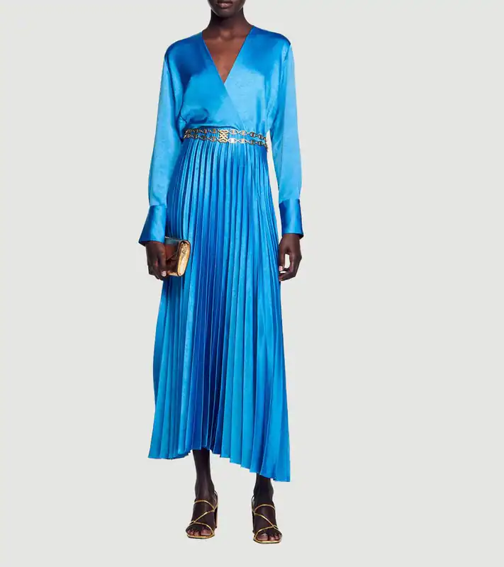 Sandro Paris Damenkleid Größe 36 FR / S Plisseekleid SFPRO03685 UVP: 325 Euro