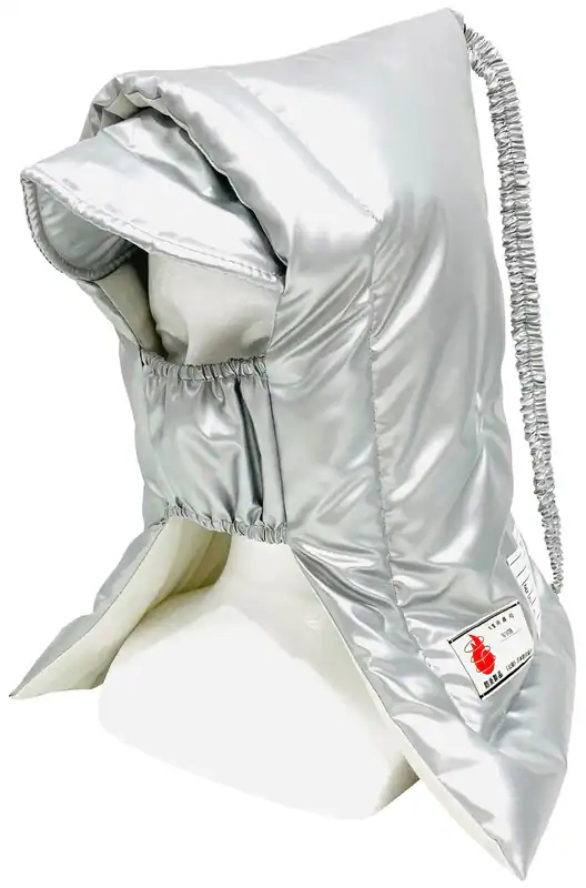 Katastrophenschutzhaube, Maskenform, mit Krempe, Aluminium, silber, 29x41cm
