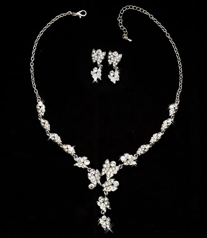 Collier Schmuckset Ohrringe Damen Set Schmuck Halskette Kette Schmetterlinge Neu