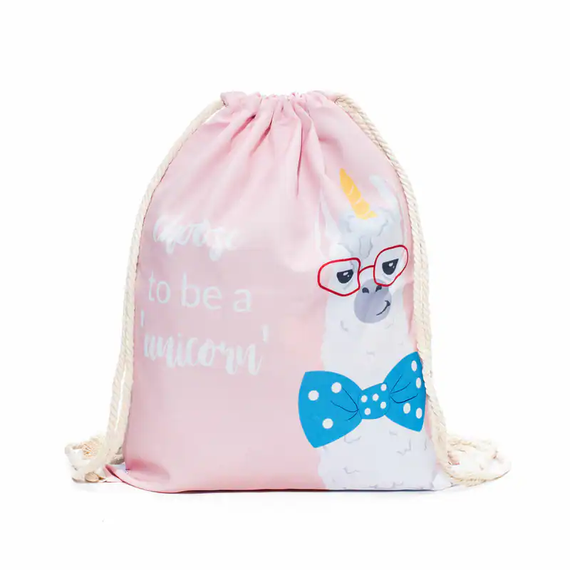 Turnbeutel Lama Einhorn Rosa Sportbeutel Kordelzug Rucksack Mädchen Zuziehbeutel