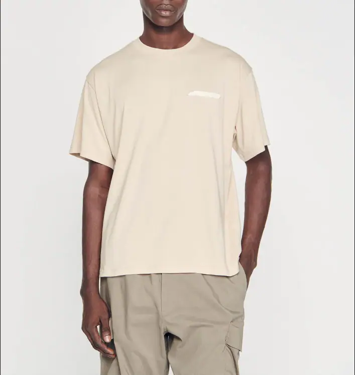 Sandro Herren T-Shirt Beige Logo 100% Baumwolle Gr. M Medium SHPTS01383