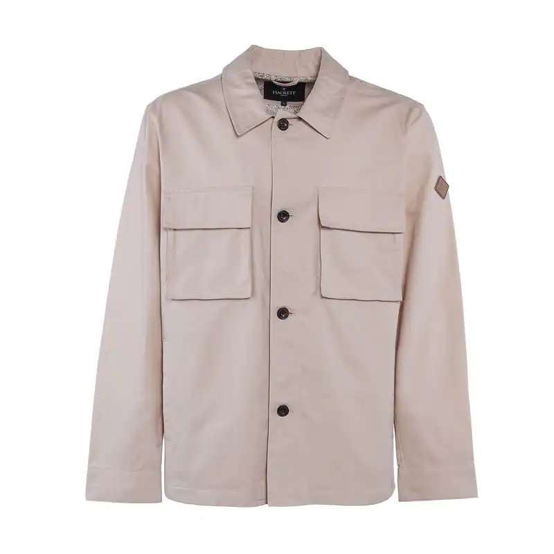 Hackett London Jacke Beige Canvas Logo Gr. XL Herren HM402664