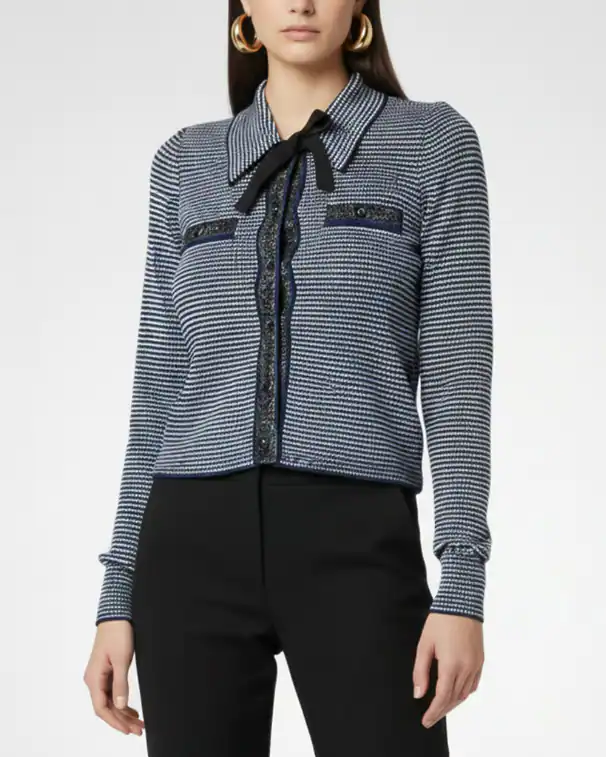 Sandro Cardigan Blau Gr. 40 FR / L Damen Strickjacke Kragen SFPCA00575