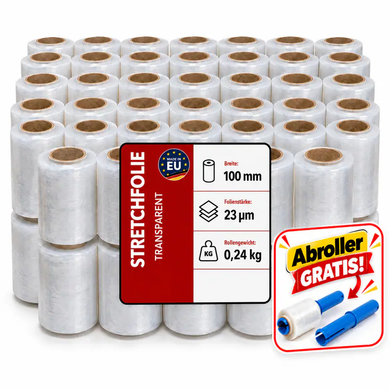 Stretchfolie Mini RAP 100mm 23my Transparent Wickelfolie Ministretchfolie 0,24kg