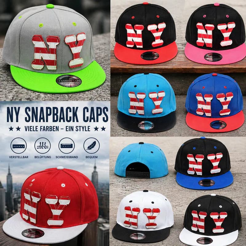 Basecap Cap Snapback Kappe Baseball New York Stickerei Streifen zweifarbig USA