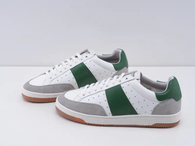 Sandro Paris Herren Sneaker Turnschuhe Leder Schnürer Weiß Grün Gr. 41 Neu