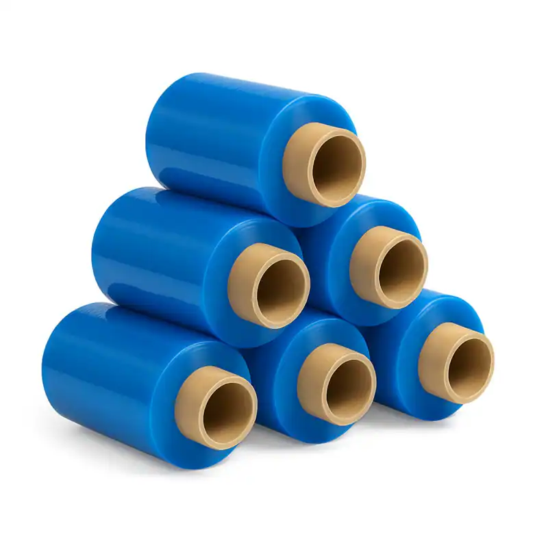 6 x Mini Rollen Stretchfolie Verpackungsfolie 23 my Blau 150m